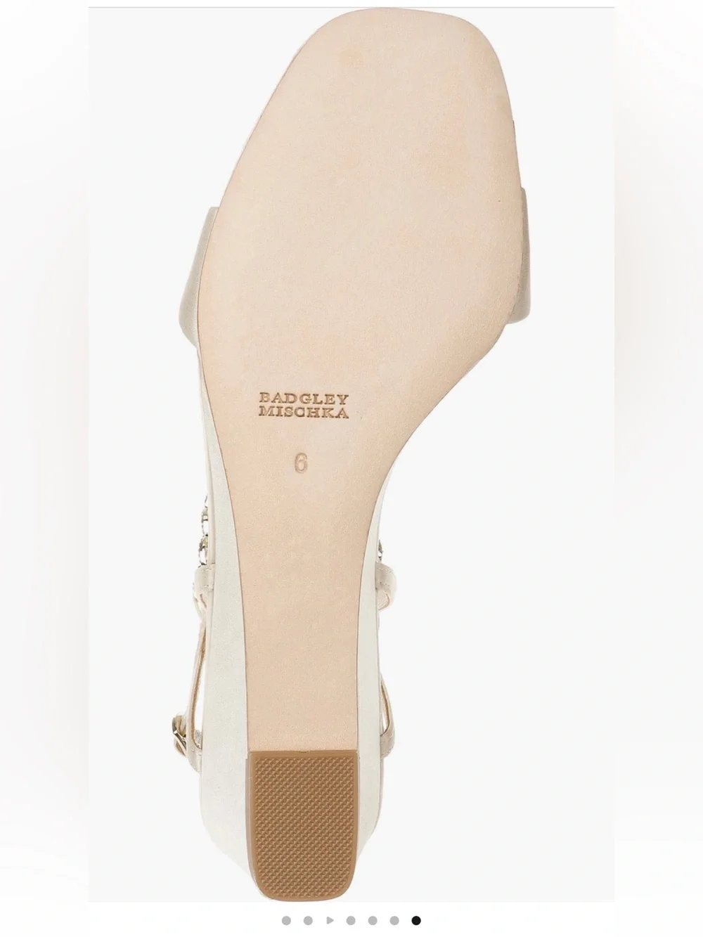 NWT Badgley Mischka size 9 Kaelyn Ivory Satin Wedge Sandal with Crystal Chain